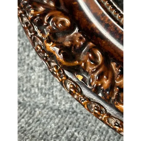 Vintage ornate oval frame carved burlwood tiger stripe Rococo Baroque fits 8x10